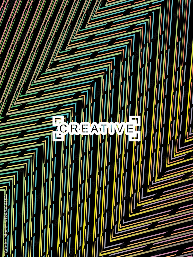 Fototapete futuristic abstract technology shining rainbow light lines on modern line pattern black background. 