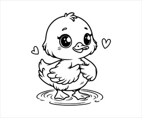 Cute little duckling isolated on white background. Vector illustration.