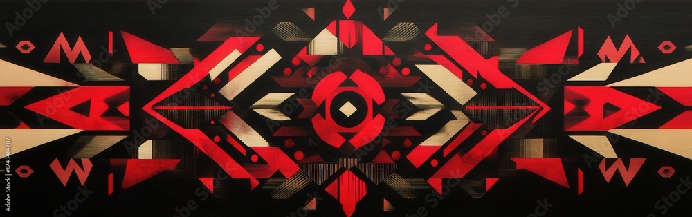 Aufkleber Dynamic red and black geometric design showcasing power and intensity through sharp patterns and subtle gradients