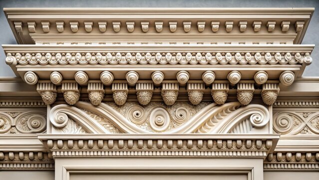 Ornate Entablature Cornice with Acroteria, Acroteria, Greek Architecture, Acroteria, Greek Architecture