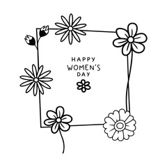 hand drawn women's day vintage floral frame illustration.


