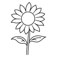 Fototapeta premium Sunflower line art coloring page for kids vector illustration
