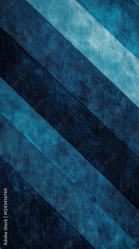 Poster textured diagonal stripe pattern transitioning from vibrant teal to navy blue for modern design aest