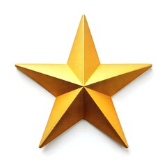 Obraz premium Golden Christmas Star isolated on white Background. Top View Close-Up Gold Star render (isolated on white and clipping path) 