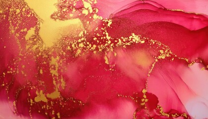 luxury red and gold abstract texture with fluid ink effect, elegant marble pattern for wall art, background