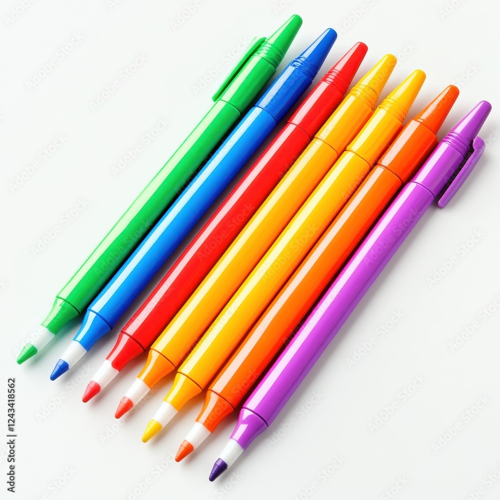 Aufkleber colorful markers neatly arranged in a vibrant display on a white background perfect for creative pro