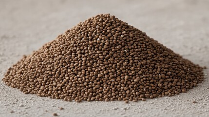 Brown Granules Pile on Beige Background