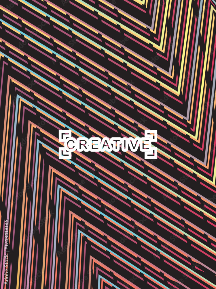 Fototapete futuristic abstract technology shining rainbow light lines on modern line pattern black background. 