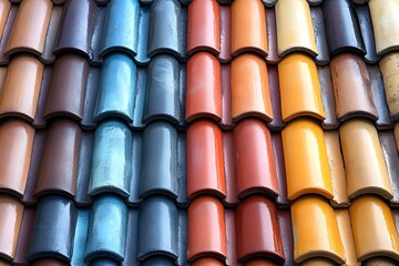 Colorful Tiled Roof Pattern for Architectural and Design Inspiration