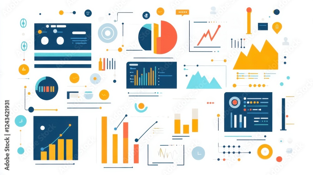 Leinwandbilder visual representation of big data symbols and digital dashboards showcasing financial analytics and 