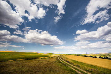 Wheat fields in the golden autumn in Tacheng, Xinjiang, China