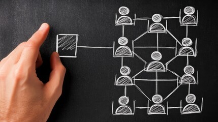 Corporate collaboration flowchart displayed on a tablet, outlining a strategic business merger.