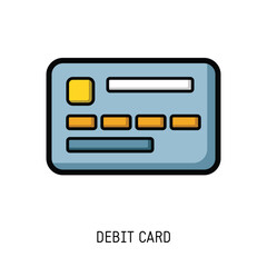 A modern illustration of a debit card perfect for websites and apps needing a clean and simple payment icon design. Use this debit card image for your financial projects