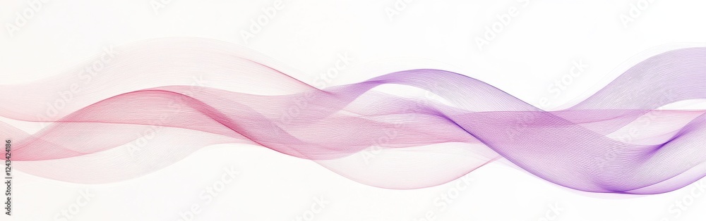 Poster Flowing ribbons with pastel pink gradient create an ethereal and calming visual effect across a minimalist background