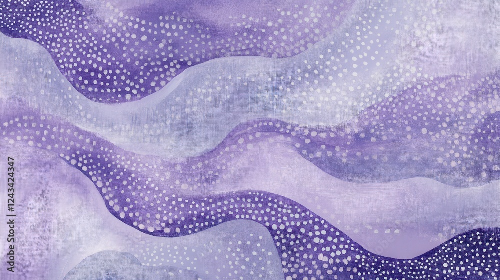 Poster Soft lavender waves with delicate white dots creating a calming abstract design in pastel hues
