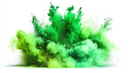 Green Powder Explosion on White Background