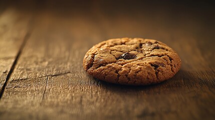 Chocolate chip cookie on rustic wood.  Baking, dessert, food photography, website, blog