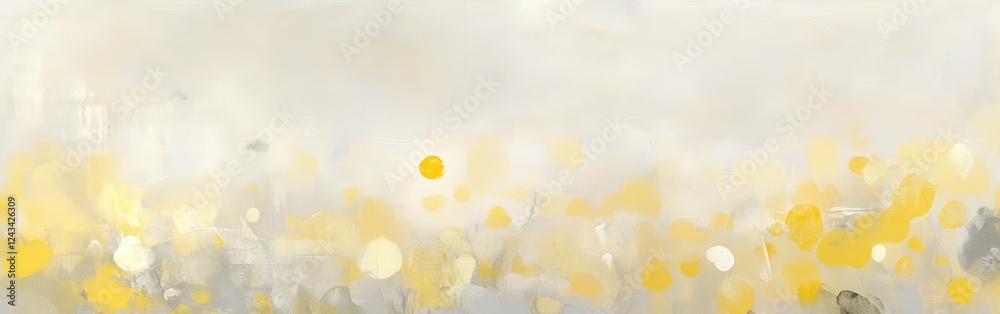 Poster Soft gray and pale yellow bokeh dots create a calming and ethereal atmosphere in this artistic abstract design