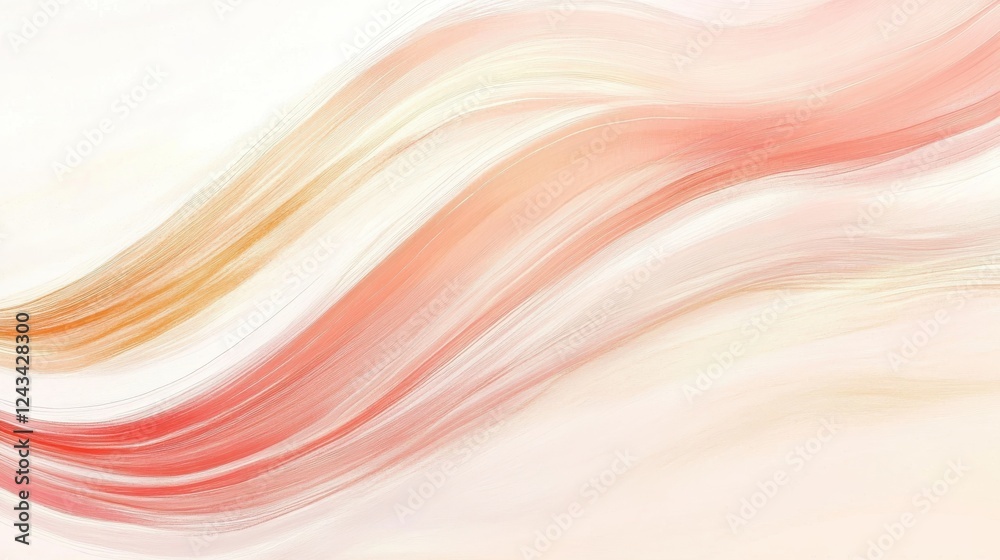 Poster Elegant coral strokes create a flowing abstract artwork showcasing serene movement and soft hues in a tranquil setting