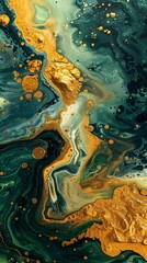 green gold marble swirling paint abstract design elegant wallpaper modern textured background