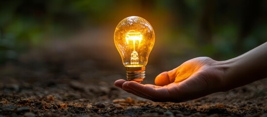 The embodiment of inspiration, a hand reinforces an idea with a bulb.