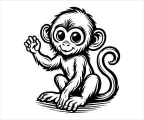 Monkey - vector illustration for t-shirt design or tattoo.