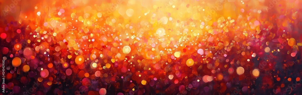 Poster bright and vibrant bokeh lights create a lively atmosphere in warm shades of red and orange during a