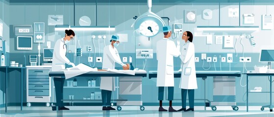 A scene in the operating room with doctors preparing for a surgical procedure is ideal for medical publications, surgical training materials and healthcare articles.