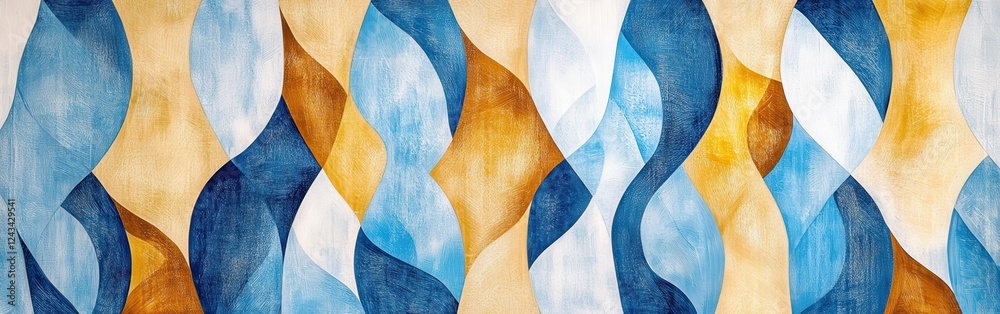 Leinwandbilder Abstract pencil strokes create fluid patterns with blue and warm tones, showcasing artistic expression and movement throughout the composition