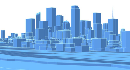 Fototapeta premium modern city industrial landscape 3d 