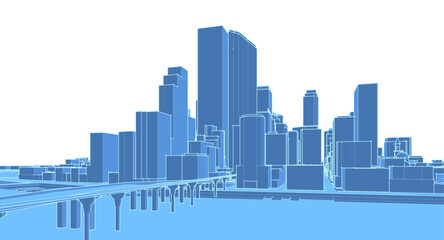 Obraz premium modern city industrial landscape 3d 