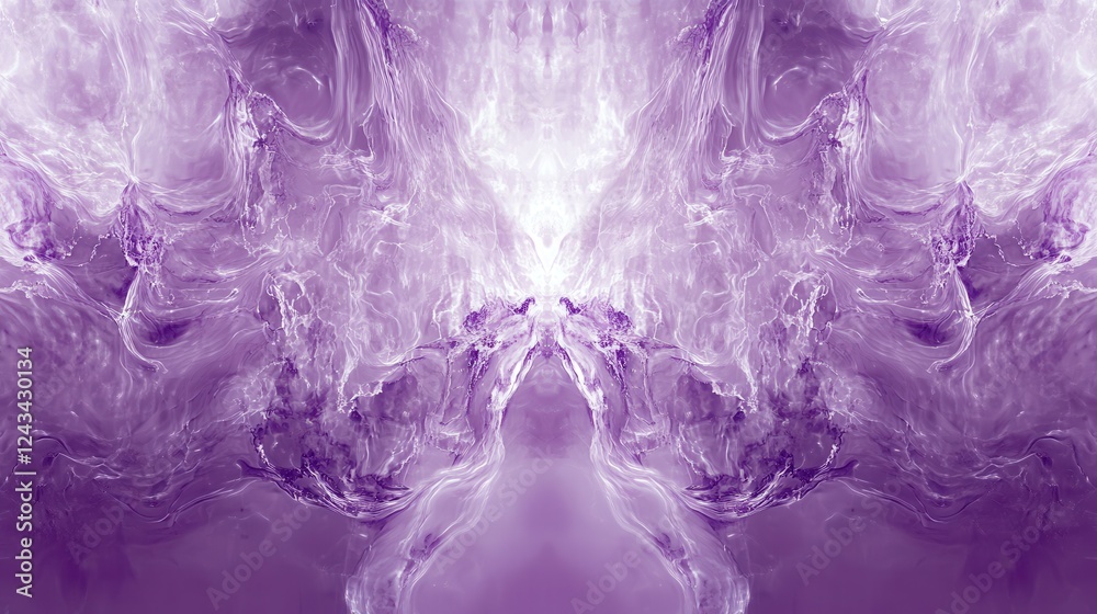 Poster Monochromatic abstract design features varying lavender hues with soft swirls and textures creating a dreamy visual experience