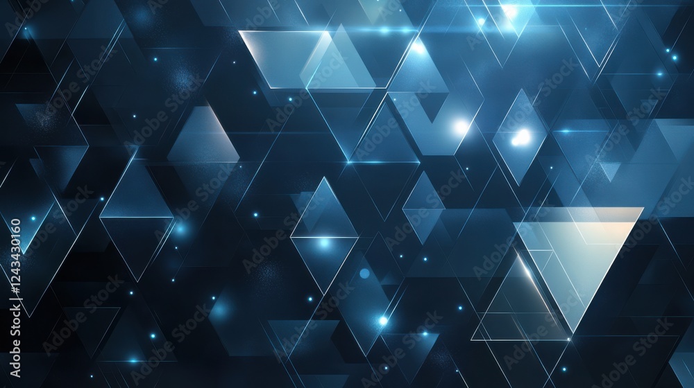 Poster Luminous abstract background with shining shapes and geometric patterns creating a captivating visual experience