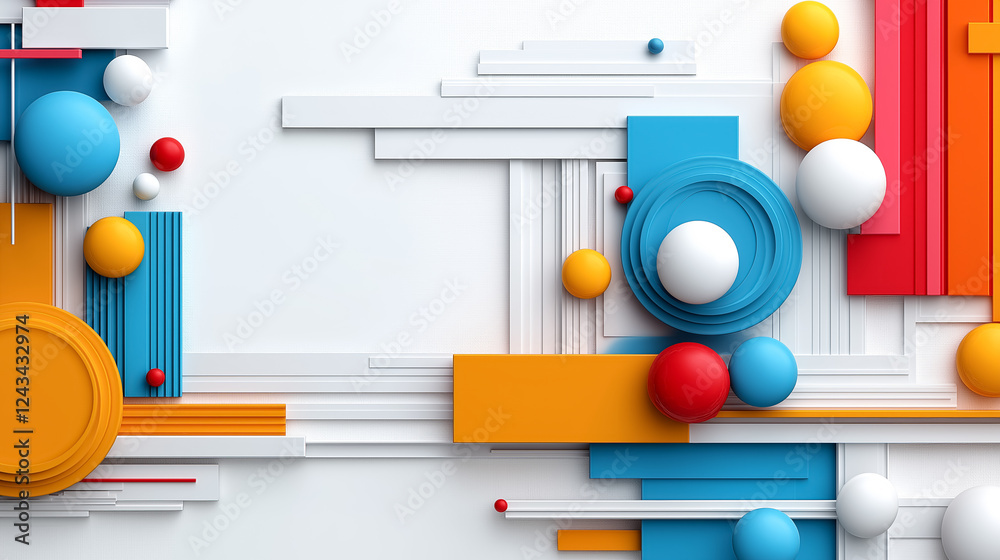 Poster dynamic composition of colorful shapes and patterns for modern design applications