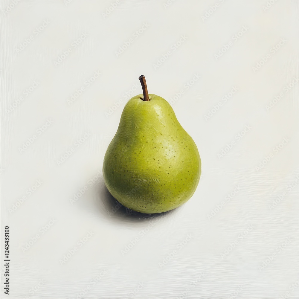 Poster fresh green pear with smooth texture placed on a light background enhancing its vibrant color and na