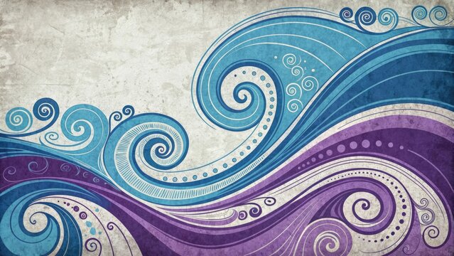 Swirling patterns of blue and purple in a grunge-inspired abstract design, textures, decorative