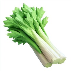 Fresh Green Leeks on a White Background with Vibrant Colors and Texture