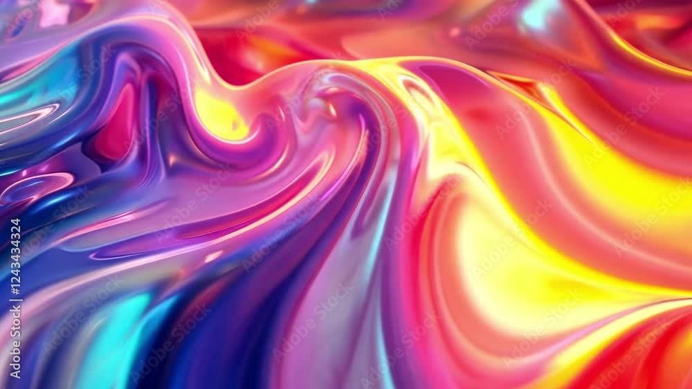 Poster iridescent gradient waves create mesmerizing abstract visuals in vibrant colors