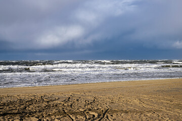 Stormy Beach with Tire Tracks, Den Hoorn, Texel, Netherlands