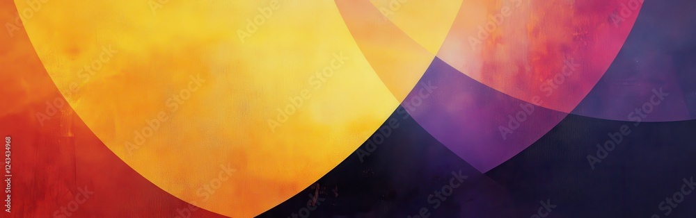 Poster Vibrant geometric layout with warm and cool tones creating an intriguing visual contrast in abstract art