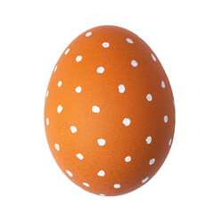 One Easter egg is a natural brown color with a minimalistic white pattern isolated on a transparent background.