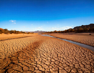 Fototapeta premium Arid Dry Riverbed Landscape