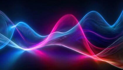 Fototapeta premium vibrant neon light wave with glowing blue and pink energy flow, abstract futuristic digital background