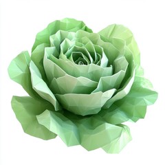 Fototapeta premium Geometric Green Cabbage Vegetable in Low-Poly Art Style
