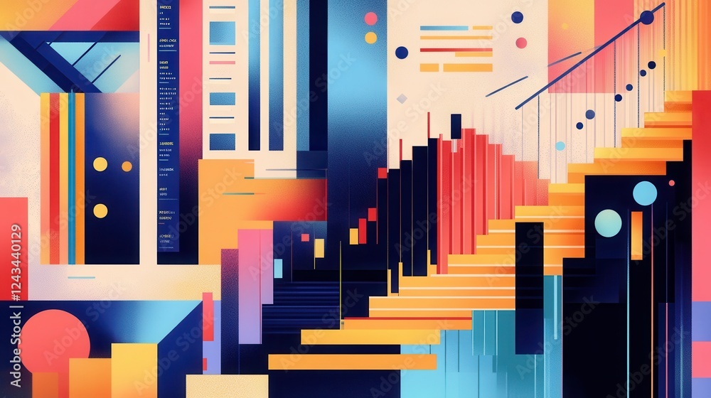Leinwandbilder dynamic composition reflecting financial planning concepts with abstract elements and vibrant colors