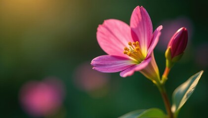 Fototapeta premium delicate petals of narrowleaf evening primrose unfolding, flower bud, flowers