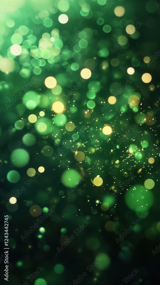 Leinwandbilder emerald green bokeh design creates a mesmerizing visual experience with soft, glowing circles of lig