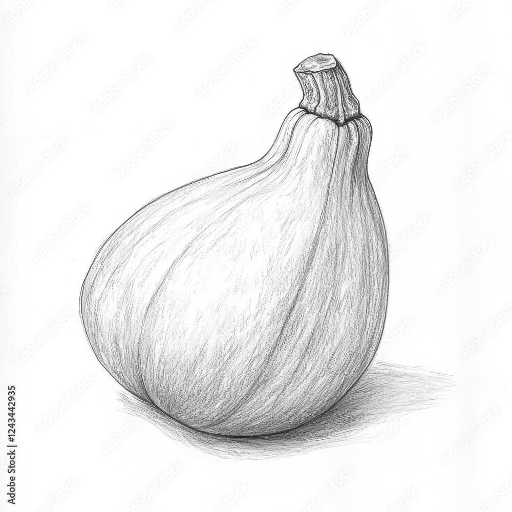 Poster butternut squash sitting on a clean surface under soft light showcasing its smooth and elongated sha