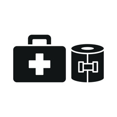 First aid kit icon is a clean vector illustration of a medical emergency box with a cross symbol
