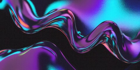 Obraz premium Abstract Textured Background with Grainy Iridescent Gradient in Vibrant Amethyst, Purple, Sapphire, Sky Blue Organic Shapes, Dark Modern Psychedelic Design